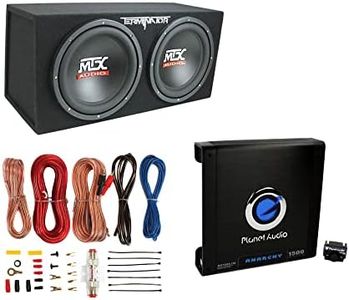 MTX TNE212D 12" 1200W Dual Loaded Car Subwoofers + Box + Planet 1500W Amp + Kit