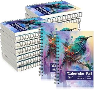 Jetec 12 Pcs 5.5 x 8.5 Inch Watercolor Paper Pad 140lb 300gsm Watercolor Pad Art Supply Acid Free Paper 30 Sheets Each Spiral Bound for Paint Pencil Ink Charcoal Pastel Acrylic Wet Dry Media Artist