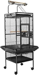 Taily Bird Cage Stand-Alone Aviary 155cm Large Bird Cages Travel Stand Budgie Parrot Birdcage with Removable Tray Black