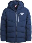 Reebok Boys' Puffer Jacket - Comfort Stretch Insulated Puffer Jacket with Hood - Warm Hooded Jackets for Boys (8-20), Size 10-12, Vector Navy