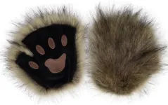 HAOAN Wolf Paw Gloves Faux Fur Cat Fingerless Mittens Winter Warm Cosplay Halloween Fancy Party Costume Accessories