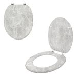 Anika 92549 Grey Marble Effect Toilet Seat/Chrome Hinges/Easy Installation / 43cm x 37.5cm