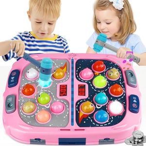 Whack A Mole Game,Toys for 3-12 Year Old Boys and Girls,Pounding Toys for Toddlers,Birthday Gifts for 3 4 5 6 7 8+ Girls Kids,Interactive Educational Toys with Sound and Light,PK Mode with 2 Hammers