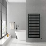 Valdern LORIDA Black Electric Heated Towel Rail Warmer for Bathrooms (500mm (W) x 1240 mm (H))