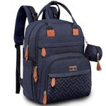 BabbleRoo Diaper Bag Backpack - Baby Essentials Travel Bag - Multi function Waterproof Diaper Bag, Travel Essentials Baby Bag with Changing Pad, Stroller Straps & Pacifier Case – Unisex, Navy Blue