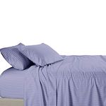 Royal Tradition Damask Striped 580 Thread Count, 100% Cotton King Size Bed Sheets (Periwinkle) 4-Piece Deep Pocketed Sheet Set