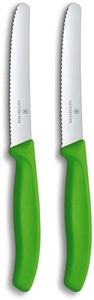Victorinox Swiss Classic Set de 2 Couteaux D'Office avec Tranchant Denté, Lame de 11 Cm, Vert
