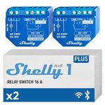 Shelly Plus 1-2 Pack | WiFi & Bluetooth Smart Relay Switch | Home Automation | Compatible with Alexa & Google Home| iOS Android App | No Hub Required | Remote Control Garage Door Opener