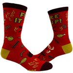 Crazy Dog T-Shirts Men's Fire It Up Socks Funny Backyard Bar-B-Que Grilling Meat Graphic Novelty Footwear, Red, One Size