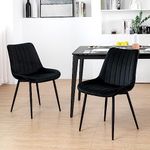 ALEAVIC Black Dining Chairs Set of 2, Modern Mid Century Dining Room Chairs, Velvet Dining Chairs, Upholstered Dining Chairs with Metal Legs for Home, Kitchen, Living Room