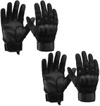 CIERTO 2 Pairs Motorcycle Gloves for Men and Women | Touch Screen Hard Knuckle Tactical Riding Dirt Bike Breathable & Anti-Slip Airsoft Black-2 pairs