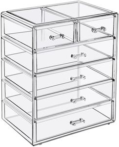 Sorbus Acrylic Makeup Organizer - Organization and Storage Case for Cosmetics Make Up & Jewelry - Big Clear Makeup Organizer for Vanity, Bathroom, College Dorm, Closet, Desk (4 Large, 2 Small Drawers)