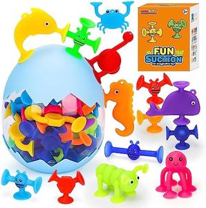Lantanto Suction Toys, 30Pcs Baby Bath Toys for Kids 3-5 Sensory Toys for Boys Girls Toddler Fat Brain Toys Travel Games for Ages 4 5 6 7 Kids Bath Toys Suction Cup Toys Gifts for Kids 3-10 Year Old