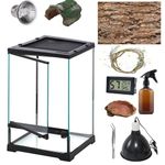 SARUFO Reptile Terrariums Tank (10 PCS) Front Opening Door 8"x8"x12" Amphibian Tank Starter Kit, Suitable for Small Reptiles Such as Geckos, Snakes, Lizards, Turtles, Chameleons, Serpents