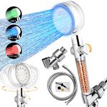 AmasSmile® Shower Head LED Color Changing,Filtered Shower Head High Pressure Water Saving Shower Head with Handheld,Built-in 59 Inch Hose and Holder