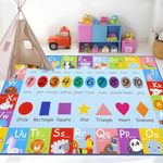 HEBE Kids Play Rug 4' x 6' Washable ABC Alphabet Numbers and Shapes Educational Play Area Rug Non-Slip Baby Nursery Rug Play Mat for Kids Room Playroom Bedroom