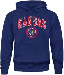 Barnesmith University of Kansas KU Jayhawks Hooded Sweatshirt, Heritage, Royal Blue, Small