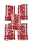 Assamese Handmade & Breathable Poly Cotton Gamucha for Men | Bath Towel Gamucha for Men & Women (Pack of 5, Red & White)