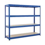 BiGDUG Heavy Duty Garage Shelving Unit - 500kg Per Shelf (2000kg Per Bay) - 177x200x60 cm - 4 Tier Storage Shelves - Blue - Shed Shelving