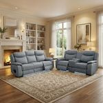 Pradaa Fabric Electric Recliner Sofa Set With Cupholders – 3+2 Seater Sofa Set – LED Lights – Bluetooth Speakers – Cooling cupholders – USB and Type-C charging ports (3+2 Seater)