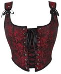 Alivila.Y Fashion Womens Sexy Vintage 1920s Renaissance Lace Trim Corset Bustier, Red Rose, Large