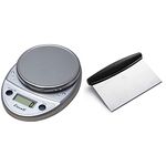 Escali Primo P115C Premium Kitchen Food Scale for Baking and Cooking, Lightweight and Durable Design, LCD Digital Display, Chrome, 8.5" x 6" x 1.5" & OXO 73281 BK Good Grips Dough Scraper