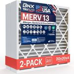 BNX TruFilter 20x20x4 (19.5’’ x 19.5’’ x 3.63‘’ Slim Fit) MERV 13 Air Filter (2-Pack) - MADE IN USA - Air Conditioner HVAC AC Furnace Filters Health, Allergies, Mold, Bacteria, Smoke, MPR 1900 FPR 10