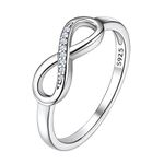 Suplight 925 Sterling Silver Cubic Zirconia Infinity Ring for Women Teen Girls Size 12