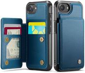 Vinich for iPhone 16e Wallet Case with Card Holder, RFID Blocking Credit Slots Kickstand Shockproof Phone Cover for Women Men, Blue