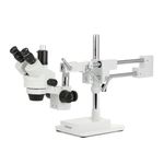 AmScope SM-4TPZ Professional Trinocular Stereo Zoom Microscope with Simultaneous Focus Control, WH10x Eyepieces, 3.5X-90X Magnification, 0.7X-4.5X Zoom Objective, Ambient Lighting, Double-Arm Boom Stand, Includes 0.5X and 2.0X Barlow Lens