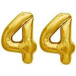 Moon Premium Gold Foil 44 Number Balloon (16 inches) | Celebration | Birthday Party | Anniversary | Occasion | Decoration | Colour - Golden (Number 44)