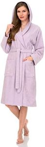 TowelSelections Women’s Hooded Robe, Turkish Cotton Terry Cloth Bathrobe, Lavender, Medium