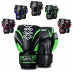 Kids Boxing Gloves 2023, MMA Training Sparring Maya Hide Leather Muay Thai Kickboxing Men Women Junior Heavy Punching Boxing Bag Mitts Focus Pads Workout Ventilated Palm Multi Layered (Green, 6 Oz)