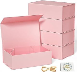 RYDDOY 5 Pack Pink Gift Box, 12x6x4'' Gift box for Presents with Lids Magnetic Closure Rectangle Collapsible for Bridesmaid Proposal Box, Wedding, Christmas, Halloween, Birthday Gift Packging