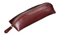 Cronus & Rhea® | Exclusive Leather Exclusive Leather Folder (Scylla) | Pencil Case - Pen Case - Pen Bag | Real Leather | with Elegant Gift Box | Men - Women (Dark Brown)