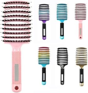 Harsever Curved Curling Comb，Curly Hair Comb，Bounce Hair Brush,Curly Hair Brush，Bounce Bristle Comb with Large Waves,Curly Hair Brush for Men and Women (Pink)