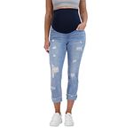 Savi Parker Women’s Maternity Jeans Over The Belly - Pregnancy Clothes for All Seasons, Maternity Pants, Light Wash - 26.5" Inseam, Medium