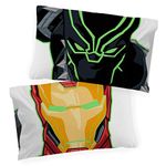 Marvel Avengers Night Life Glow in The Dark 2 Pack Reversible Pillowcases Features Black Panther & Iron Man - Double-Sided Kids Super Soft Bedding (Official Marvel Product)