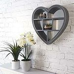 Loft Range Heart Shaped Mirror with Shelf - Grey