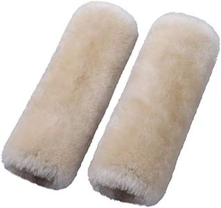 2 Pack Automotive Authentic Sheepskin Car Seat Belt Pads, Soft Shoulder Pad, Neck Cushion Protector, Genuine Natural Merino Wool (Pearl)