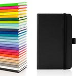 Notes London A6 Notebook with Lined Pages, Pen Loop and Expandable Paper Pocket Hardback Medium Journal New Notepad Note Book Notes Diary Pad (Black)