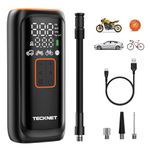 TECKNET Tyre Inflator Portable Air Compressor, 6000mAh & 150PSI Electric Air Pump with LED Light, Accurate Pressure LCD Display, Cordless Mini Trye Pump Fast Inflation for Car, Motorcycle, Bike, Ball