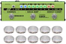 Valeton Bass Multi-Effects Pedal Stage Session Gigging Practice Analog Amp Boost Comp Chorus Dapper Bass Mini (Include 10 PCS Additional Footswitch Toppers)