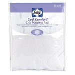 Sealy Cool Comfort Waterproof Fitted Toddler Bed and Baby Crib Mattress Pad Cover Protector, Noiseless, Machine Washable and Dryer Friendly, 52" x 28" - White