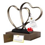 UTOPISH Wedding Anniversary Couples Gift - Two Hearts and Cross Iron Sculpture, Heart Decoration Gift for Her and Him, 10.8 x 9.5 Inches for 1st to 50th or 60th Anniversary, Includes Gift Box and Poem Card