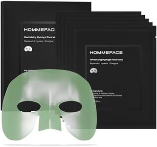 HommeFace Revitalizing Hydrogel Facial Mask Set for Men (5ct) - Hydrating, Anti-aging & Soothing Face Sheet Mask with Hyaluronic Acid, Vitamin B, C, E & Peptides, Beard-Friendly