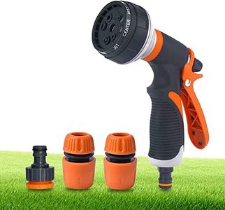 Garden Hose Nozzle,Multi Garden Hose Spray Gun,8 Watering Patterns High Pressure Nozzle Sprayer Metal Spray Nozzle for Garden,Watering Lawn,Car Washing,Cleaning,Pets Wash