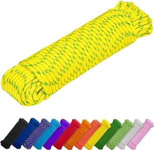TECEUM Rope – 90 Feet x 1/4 Inch (7mm) – Neon Mix – Strong All-Purpose Utility Rope – Camping, Crafting, Flag Pole, Indoor & Outdoor – Polypropylene Nylon Poly Lightweight Diamond Braided Cord