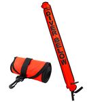 Pecihiko Surface Marker Buoy, 4ft Scuba Diving Surface Marker Signal Tube with Reflective Strip and Plastic Clip (Orange)