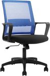 FDW Home Office Chair Ergonomic Desk with Lumbar Support Armrests Mid-Back Mesh Computer Executive Adjustable Rolling Swivel Task (Blue)